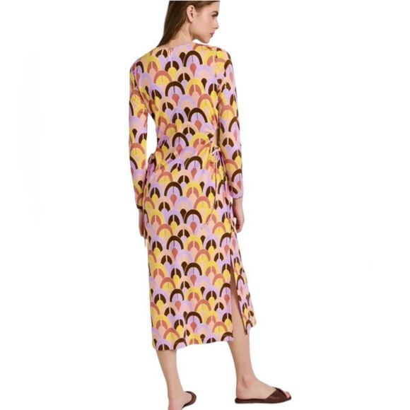 NWT Cara Cara Celeste Geo Lavender Zest Side Cut Out Jersey Knit Midi Dress XS - Picture 3 of 12